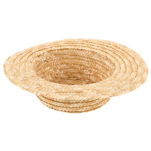FUNNETOYU Puppengrashut Mini-Strohhüte zum Basteln kleine Hüte Miniatur Mini-Handstrickmütze Kappe Kleiner Hut Puppenaccessoire Puppenhut Mini-Hut-DIY-Requisite gewebter Hut Khaki von FUNNETOYU