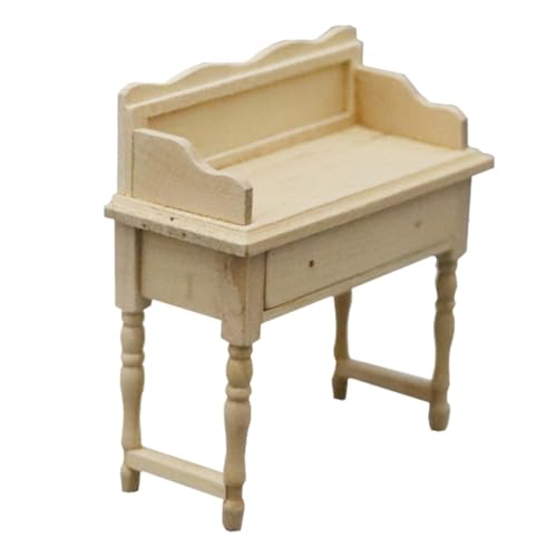 FUNNETOYU Miniatur Schreibtisch Für Puppenhaus Halbrunder Tisch DIY Möbel Modell Premium Als Dekoration Für Mini-häuser Geeignet von FUNNETOYU