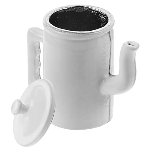 FUNNETOYU Puppenhaus Wasserkocher Mini-Modell Puppenhaus Wassertopf Mini-kaffeekanne-Requisite Für Puppenhaus Mini-kaffeekannenmodell Für Puppenhaus Mini-wassertopf Legierung Weiß von FUNNETOYU