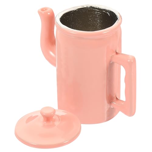 FUNNETOYU Puppenhaus Wasserkocher Mini Puppenhaus Wassertopf Miniaturmodell Einer Kaffeekanne Miniatur-kaffeekanne-Requisite Mini-kaffeekanne-Requisite Für Puppenhaus Legierung Rosa von FUNNETOYU