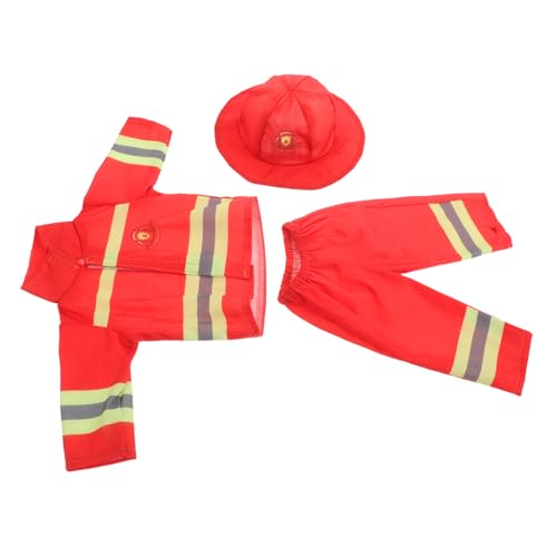 FUNNETOYU Puppenkleidung Feuerwehrmann Kostüm mit Helm für Mädchen Rollenspiel Verkleidung Feuerwehrchef Outfit Kompatibel mit Puppen Langlebig und Detailreich von FUNNETOYU