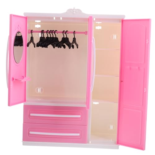 FUNNETOYU -Puppenschrank Aufbewahrungskoffer für Puppenkleidung Miniatur Kleiderschrank Puppenhaus Kleiderschrank Miniaturmöbel Dollhouse Schlafzimmermöbel Puppenhaus-Werkzeuge Plastik von FUNNETOYU