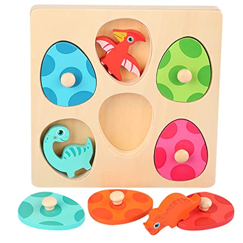 FUNNETOYU Puzzle- Für Kleinkind Dinosaurier Bildungsspielzeug Lernspielzeug Für Das Frühe Lernen Kinderspielzeug Cartoon-Puzzle- Puzzlespielzeug Hölzern Colorful von FUNNETOYU