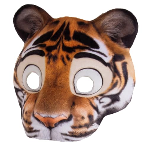 FUNNETOYU Realistische Tiger Halbmaske aus Leichtem EVA mit Elastischem Band Atmungsaktiv und Verstellbar für Halloween Karneval Maskenbälle und Kostümpartys Vielseitige Tiermaskerade von FUNNETOYU
