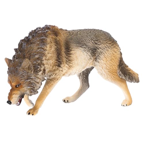 FUNNETOYU Realistische Wolf Figur aus Abs Kleine Wildtier Deko Stehendes Design für Tisch und Regal Naturgetreues Wildtier Ornament Pädagogisches Tiermodell für Kinderzimmer und von FUNNETOYU