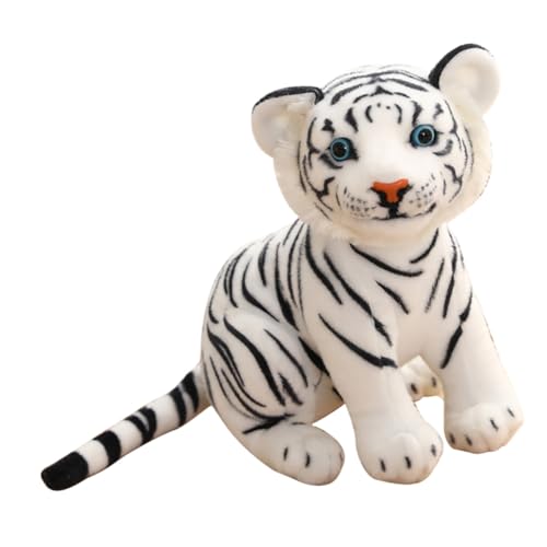 FUNNETOYU Realistisches Weißes Tiger Plüschtier Weiches Stofftier als Dekoratives Kuscheltier für Sofa Auto Kinderzimmer und Partydeko von FUNNETOYU