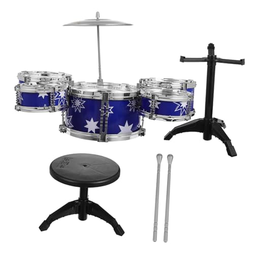 FUNNETOYU Schlagzeug Set mit Hocker Jazz Drum Kit Playset für Anfänger Komplettes Musikinstrument mit Becken Tamburin und Trommelstöcken Buntes Percussion für Kleinkinder von FUNNETOYU