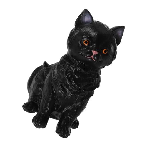 FUNNETOYU Schwarzes Katzenspielzeug Figur Gefälscht Katzenminze Katzensachen Katzenstatuen-Ornamente Geschwollen Karikatur Wurf Untersetzer Für Katzen Plüsch Katzentunnel Black Weiches Gummi von FUNNETOYU