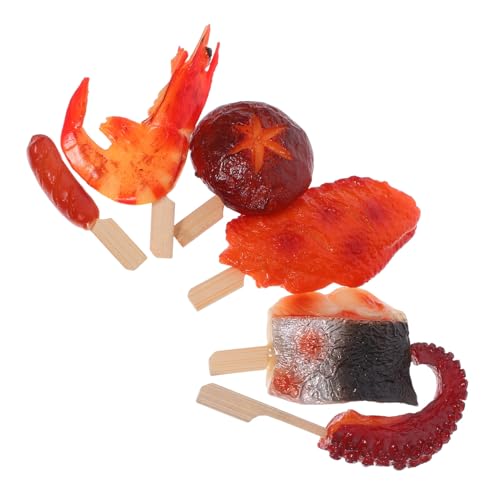 FUNNETOYU Simulierte Grillspieße mit Realistischem BBQ-Look Vielseitige Deko für Küche und Fotografie Wiederverwendbare Fake Fleisch Gemüse-Modelle für Kreative Displays von FUNNETOYU