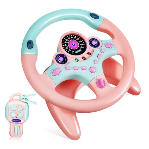 FUNNETOYU Simuliertes Kinderlenkrad aus Robustem Kunststoff mit Startschlüssel Interaktives Fahrspiel für Kleinkinder Motorische und Realistische Fahrsimulation für Mädchen und Jungen von FUNNETOYU