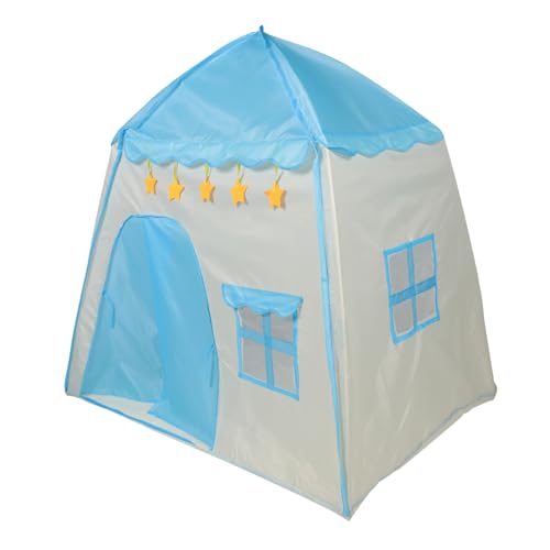 FUNNETOYU Spielzelt Prinzessin Schloss Blau Faltbares Indoor Zelt für Kleinkinder Atmungsaktiv Strapazierfähig mit Blumenverzierung Leicht Aufbaubar Schlafen von FUNNETOYU