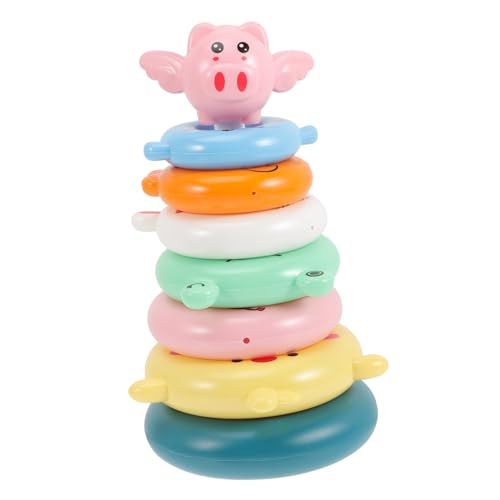 FUNNETOYU Stapelspielzeug für Kleinkinder Jahre Bunter Regenbogen Turm aus Kindersicherem Kunststoff Pädagogisches Montessori Lernspielzeug für Eltern Junge Mädchen Spiel Feinmotorik von FUNNETOYU