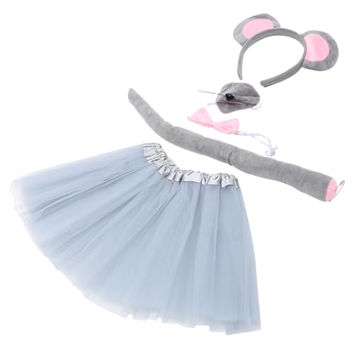 FUNNETOYU Teiliges Maus Kostüm Set mit Weichem Ohr Headband Schleife Nasenprop und Grauem Tüllrock Bequemes Stoffmaterial für Halloween Karneval Fasching und Kostümpartys FUNNETOYU Teiliges Maus Kostüm Set mit Weichem Ohr Headband Schleife Nasenprop und Grauem Tüllrock Bequemes Stoffmaterial für Halloween Karneval Fasching und Kostümpartys von FUNNETOYU
