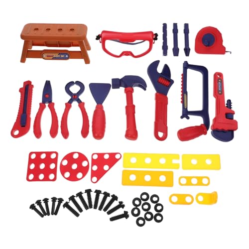 FUNNETOYU Teiliges Werkzeug Set Werkzeugkoffer für Kleinkinder Realistisches Reparatur Bohrerset aus Robustem Kunststoff Pädagogisch Fördernd Geschenk für Jungen und Mädchen von FUNNETOYU