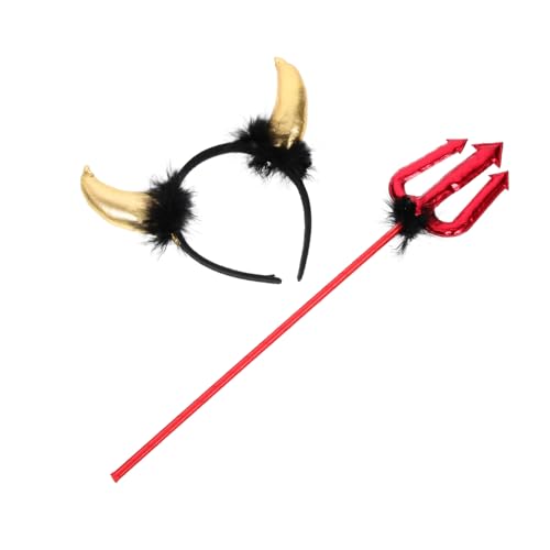 FUNNETOYU Teufelshörner Haarreif Teilig Rote Stoffhörner mit Haar Halloween Cosplay Kopfschmuck Leichtes Hautfreundliches Material für Kostümpartys Karneval und Fasching von FUNNETOYU