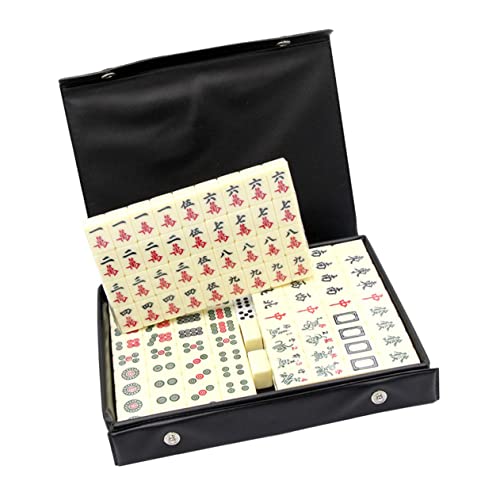 FUNNETOYU Tragbares Mini Mahjong Reiseset Traditionelles Chinesisches Brettspiel für Outdoor Party Familien Freizeit mit Stabilem Material und Praktischem Aufbewahrungskoffer von FUNNETOYU