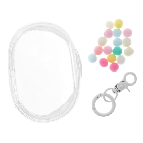 FUNNETOYU Transparente Puppentragetasche aus PVC mit Doppelreißverschluss Kompakte Runde Form Schlüsselanhänger und Pompom Stilvolle Mini Aufbewahrungstasche für Sammler und Unterwegs von FUNNETOYU