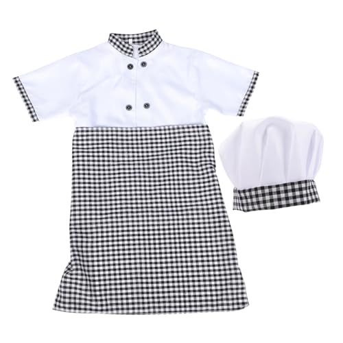 FUNNETOYU Unisex Kochkostüm Teiliges mit Kurzärmliger Bluse Schürze und Kochmütze Atmungsaktiv aus Baumwolle für Rollenspiele Karneval Halloween Geeignet von FUNNETOYU