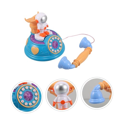 FUNNETOYU Vintage Astronaut Kindertelefon mit Lichteffekten und Musik Drehbar Pädagogisch für Kleinkinder Interaktives Lernspielzeug für Zuhause und Kindergarten Lernhilfe Zahlen Farben von FUNNETOYU