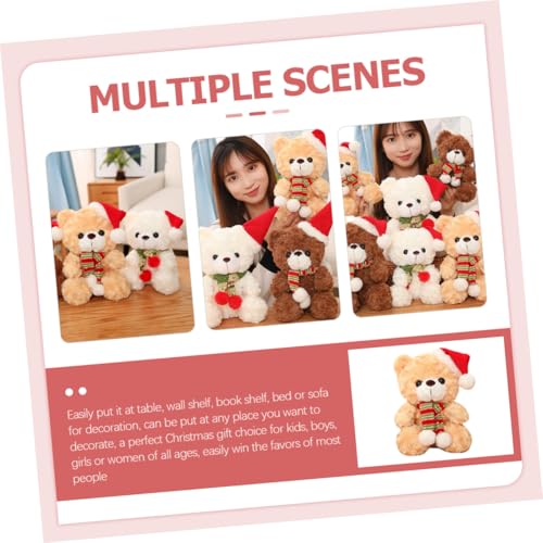 FUNNETOYU Weicher Plüschbär Weihnachtsdekoration Tischfigur Kuscheliges Xmas für Mädchen und Frauen Festliche Wohnaccessoires von FUNNETOYU