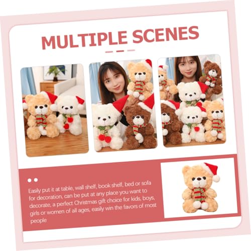 FUNNETOYU Weicher Weihnachtsplüschbär Süßer Plüschbär Dekoration für Jungen Mädchen Frauen Festlicher Kuscheltier Bär Wohnaccessoire von FUNNETOYU