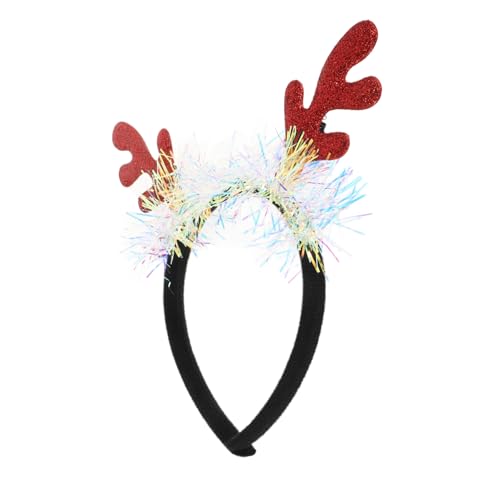 FUNNETOYU Weihnachts Stirnband Rentier Geweih Haarreif mit Farbig Schimmernden Elchgeweihen Festlicher Kopfschmuck für Weihnachten und Silvester Party Cosplay Zubehör von FUNNETOYU