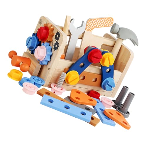 FUNNETOYU Werkzeugset aus Holz Buntes Lernspielzeug für Jungen und Mädchen Ab Jahren Pädagogisches DIY Werkzeugkasten Kreativität und Feinmotorik von FUNNETOYU