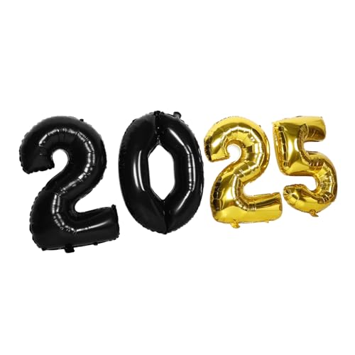 FUNNETOYU Zahlen Luftballons Silvester Party Deko Schwarz Gold Aluminiumfolie Ballons für Neujahr Feier Festliche Zahlendekoration von FUNNETOYU