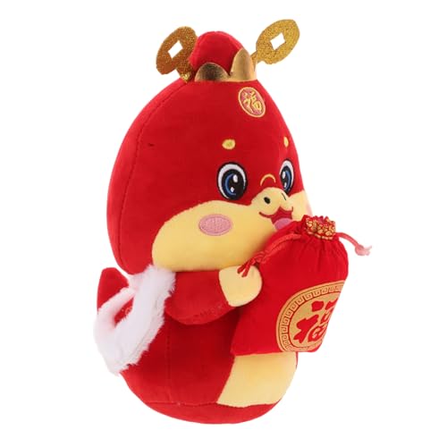 FUNNETOYU Zodiac Snake Puppe Plüsch Neujahrsdekorationen Schlange Mondmaskottchen Weiches Schlangenspielzeug Tierkram Schlange Neujahr Kuscheltiere Mini Jahr Der Schlange Puppe Mädchen Rot von FUNNETOYU
