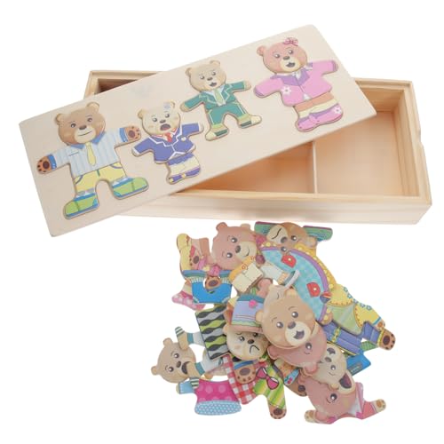 FUNOMOCYA 1 Satz Holzpuzzle Tierwechsel Kleidung Bär Puzzle für Pädagogisches Kreativität und Feinmotorik aus Robustem Holz Farbenfrohes Design für Jungen und Mädchen von FUNOMOCYA