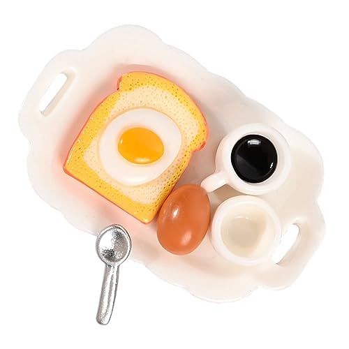 FUNOMOCYA 1 Satz Spielzeugset für Puppenhaus Resin Essen Zubehör für Dekoration mit Brot Ei Kaffeetasse Kreatives Rollenspiel DIY Landschaft Lebensmittel für Zimmer von FUNOMOCYA