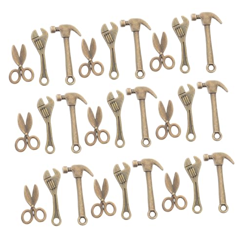 FUNOMOCYA 10 Sätze Teiliges Miniatur-werkzeugset aus Legierung Realistische Mini-Dollhouse Tools mit Schraubenschlüssel Hammer Schere Dekorativ und Praktisch für DIY Basteln und Puppenhaus von FUNOMOCYA