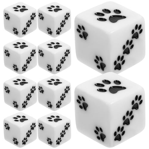 FUNOMOCYA 10 Stück Cartoon Paw Dice Teiliges Spielwürfel aus Harz Leicht und Tragbar für Tischspiele Partys und Unterricht für Drinnen und Draußen Geeignet von FUNOMOCYA
