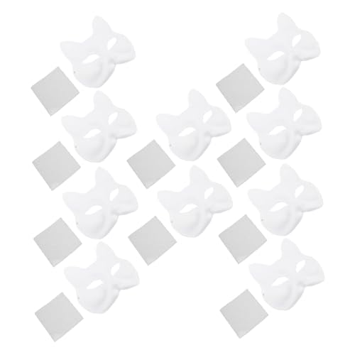 FUNOMOCYA 10 Stück Fuchsgesichtsmaske leere Kostümmasken Tierkostümmasken Fuchsmasken selber machen Halloween-Cosplay-Masken Maskerade Masken Fuchs einfache Maske leere weiße Maske Papier von FUNOMOCYA