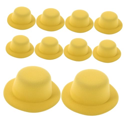 FUNOMOCYA 10 Stück Mini Hüte zum Basteln Kleine Bowler Caps für DIY Projekte Haustiere und Puppen Leichte Gelbe Mini Top Hats für Partydeko Haaraccessoires und Festtagsanlässe von FUNOMOCYA