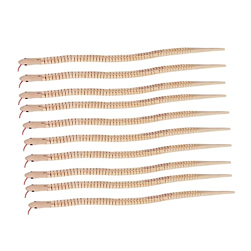FUNOMOCYA 10 Stück Teiliges Flexible Holzschlangen Natürliche Farbe Realistische Holzspielzeuge für Halloween Kinderparty Geburtstagsmitbringsel Sichere Geruchsfreie Detailreiche Dekoration von FUNOMOCYA