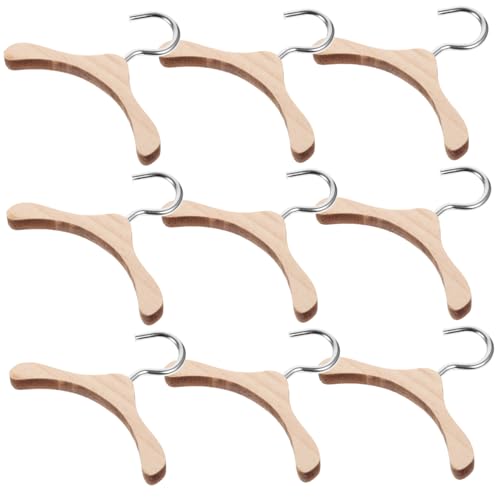 FUNOMOCYA 10 Stück Teiliges Holz Kleiderbügel Puppenkleiderbügel aus Naturbelassenem Holz Puppenhaus Zubehör für Bjd Puppen und Puppenkleidung von FUNOMOCYA
