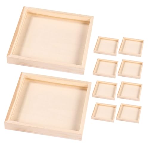 FUNOMOCYA 10 Stück Teiliges Holz Tablett Puzzle Aufbewahrungstabletts Stabiles Holz Tablett Organizer für Puzzle Bausteine Praktische Spielzeugablage von FUNOMOCYA