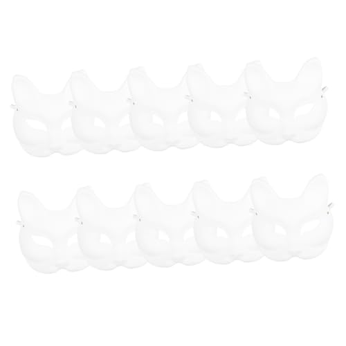 FUNOMOCYA 10 Stück Teiliges Japanische Fuchs Papiermasken zum Bemalen Umweltfreundliche DIY Halbmasken aus Papiermasse Leichte Karnevalsmasken für Erwachsene für Halloween und Cosplay von FUNOMOCYA