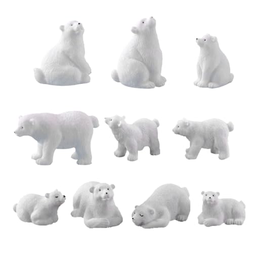FUNOMOCYA 10 Stück Teiliges Mini Eisbär Figuren Resin Dekoration Mikrolandschaft Deko Polar Tiere Modell Kompakt Stylisch für Haus Garten Tisch Ornamente von FUNOMOCYA