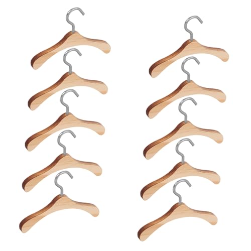 FUNOMOCYA 10 Stück Teiliges Mini Kleiderbügel Holz Stabile Puppenkleiderbügel ohne Scharfe Kanten Praktische Miniatur Kleidungshalter für Puppenhaus Dekoration und Bastelbedarf von FUNOMOCYA