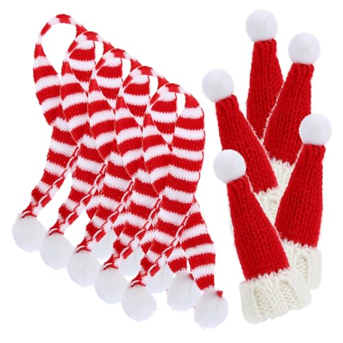 FUNOMOCYA 10 Stück Teiliges Mini Strickmützen und Schals Kleine Weihnachtsdeko für Flaschen Puppen DIY Bastelzubehör Festliche Tisch und Partydekoration für Weihnachten von FUNOMOCYA
