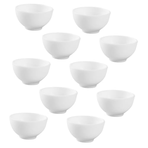 FUNOMOCYA 10 Stück Teiliges Miniatur Puppenhaus Geschirr Realistische Kleine Weiße Schalen Detailreiche Miniatur Deko für Puppenhaus Langlebig Kompakt und Vielseitig Einsetzbar von FUNOMOCYA