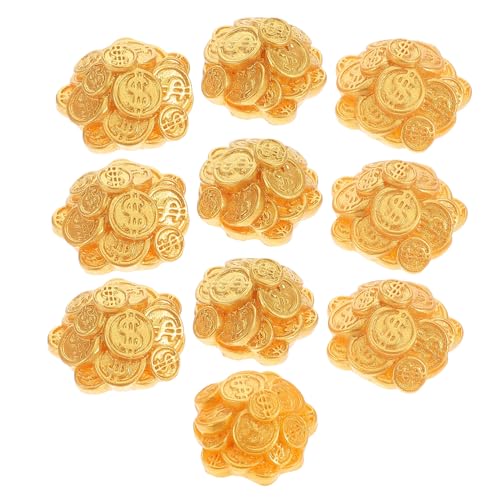 FUNOMOCYA 10 Stück Teiliges Miniatur Schatzmünzen aus Resin Realistische Fake Coins als Puppenhaus Zubehör Kreative Mikro Dekoration für Neujahrs und Spielszene Detailreiche Mini Geldmünzen von FUNOMOCYA