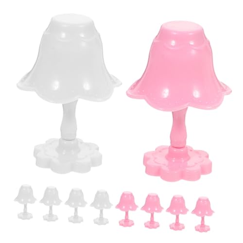 FUNOMOCYA 10 Stück Teiliges Miniatur Tischlampen Kreative Puppenhaus Dekoration Stabile Mini Schreibtischlampe Weiß und Rosa Stilvolles DIY für Mini Haus Szenen von FUNOMOCYA