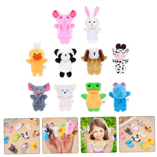 FUNOMOCYA 10 Stück Teiliges Plüsch Fingerpuppen Leichte und Weiche Tierfiguren für Kleinkinder Sichere und Komfortable Handspielzeuge zum Beruhigen und Interagieren für Junge Mädchen und Ab von FUNOMOCYA