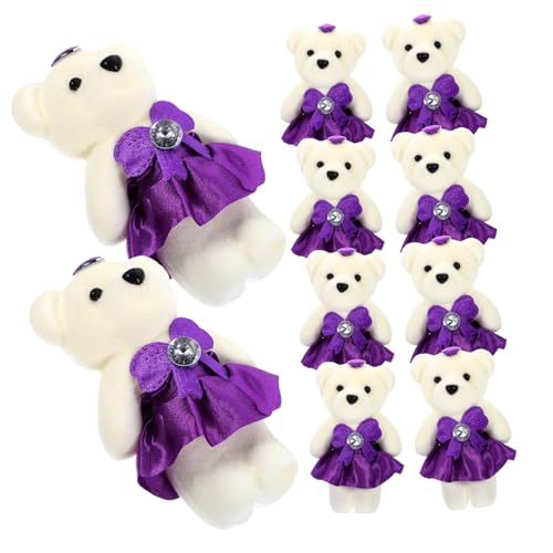 FUNOMOCYA 10 Stück Teiliges Plüschbär Deko für Hochzeitsauto und Blumenstrauß Weiche Kuscheltier Bärchen in Dunkelviolett Leichter Cartoon Stoffbär für Sofa Schlafzimmer Valentinstag und FUNOMOCYA 10 Stück Teiliges Plüschbär Deko für Hochzeitsauto und Blumenstrauß Weiche Kuscheltier Bärchen in Dunkelviolett Leichter Cartoon Stoffbär für Sofa Schlafzimmer Valentinstag und von FUNOMOCYA
