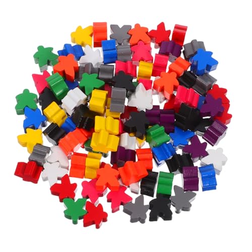 FUNOMOCYA 100 Stück Farbige Hölzerne Schachstücke Mehrfarbige Spiele-Token Family Board Accessoires Mini -Leute Figuren Holzspielfiguren Hölzerne Meeples Tokens Minifiguren Menschen Figuren von FUNOMOCYA
