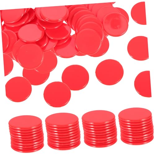 FUNOMOCYA 100 Stück Feste Rote Bingo Chips Spielzähler Spielchips für Bingo Zählen Lernspiel und Partyzubehör Robust Leicht und Vielseitig Einsetzbar von FUNOMOCYA