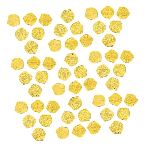 FUNOMOCYA 100 Stück Goldene Piratenmünzen aus Kunststoff Realistische Spanische Dublonen Vintage Spielmünzen für Piratenparty Deko Kostüm Zubehör Schatzsuche Geburtstags Halloween-Party von FUNOMOCYA